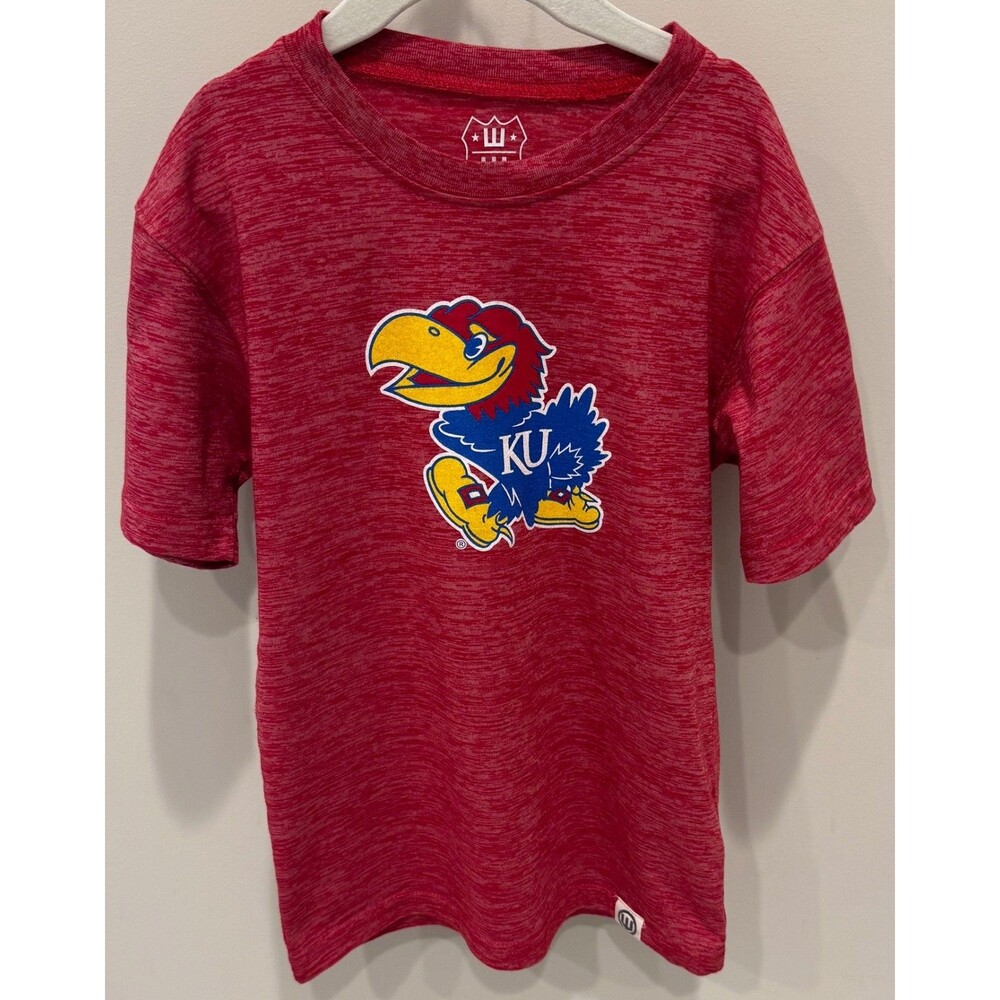 Kansas Jayhawks - Wes And Willy T-Shirt - Youth Size 7 (XS) - Red - KU